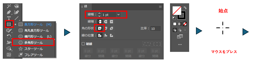 多角形ツールで多角形を描く図