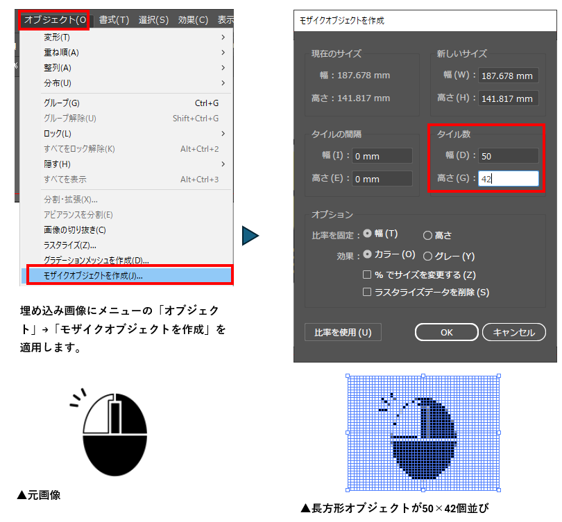モザイクオブジェクトの作成図