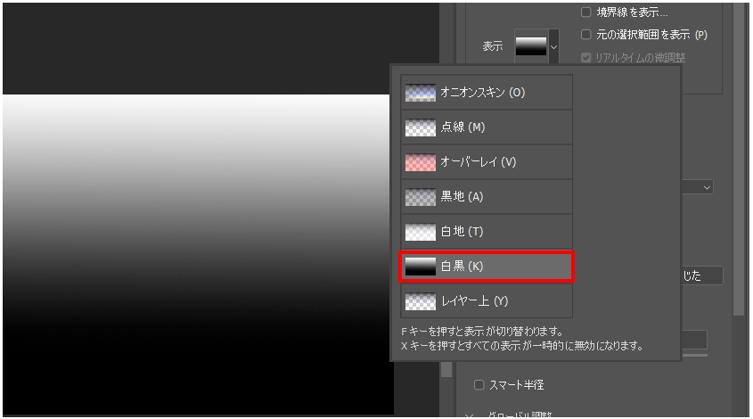 「マスクの調整」でマスクを見る