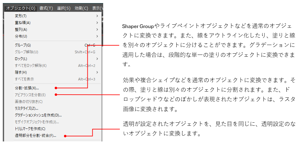 オブジェクトの分割・拡張説明