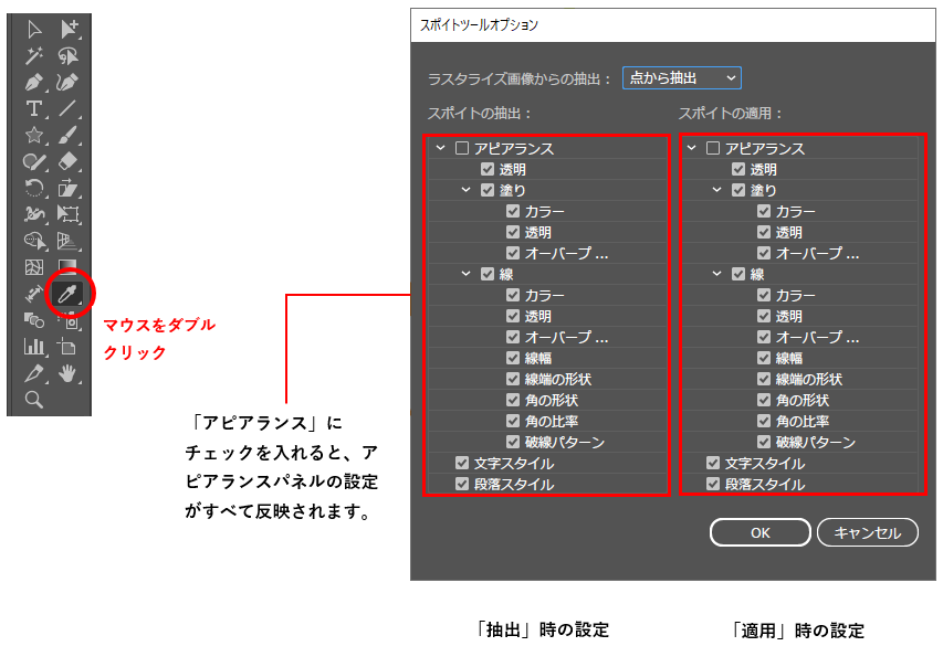 スポイトツールオプション図