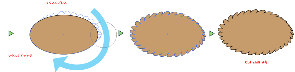 ひだツールで変形する図