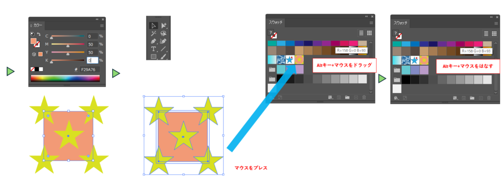 パターンの再編集(パターンオプションを使用しない場合)図
