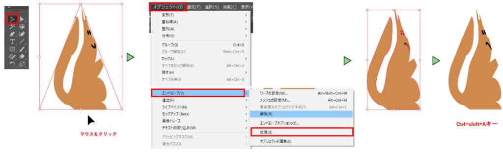 エンベロープを拡張して通常のオブジェクトとする図